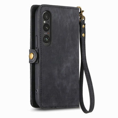 For Sony Xperia 10 III Geometric Zipper Wallet Side Buckle Leather Phone Case(Black) - Sony Cases by buy2fix | Online Shopping UK | buy2fix