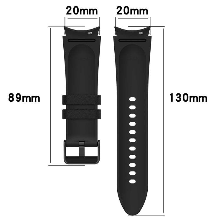 For Samsung Galaxy Watch 6 Classic Silicone Leather Black Buckle Watch Band(Green) - Watch Bands by buy2fix | Online Shopping UK | buy2fix