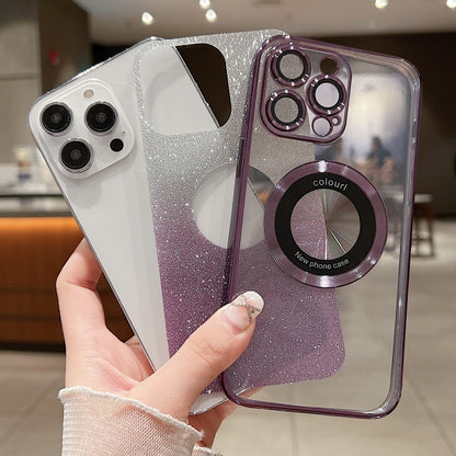 For iPhone 13 Pro MagSafe Gradient Glitter Electroplating TPU Phone Case(Purple) - iPhone 13 Pro Cases by buy2fix | Online Shopping UK | buy2fix