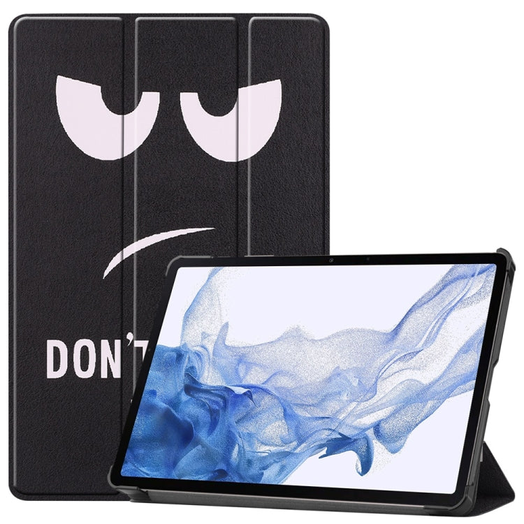 For Samsung Galaxy Tab S9 JUNSUNMAY Custer Painted 3-Fold Stand Leather Smart Tablet Case(Big Eye) - Galaxy Tab S9 Cases by JUNSUNMAY | Online Shopping UK | buy2fix