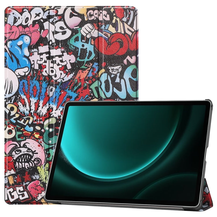 For Samsung Galaxy Tab S9 FE+ 12.4 JUNSUNMAY Custer Painted 3-Fold Stand Leather Smart Tablet Case(Graffiti) - Galaxy Tab S9 FE+ by JUNSUNMAY | Online Shopping UK | buy2fix