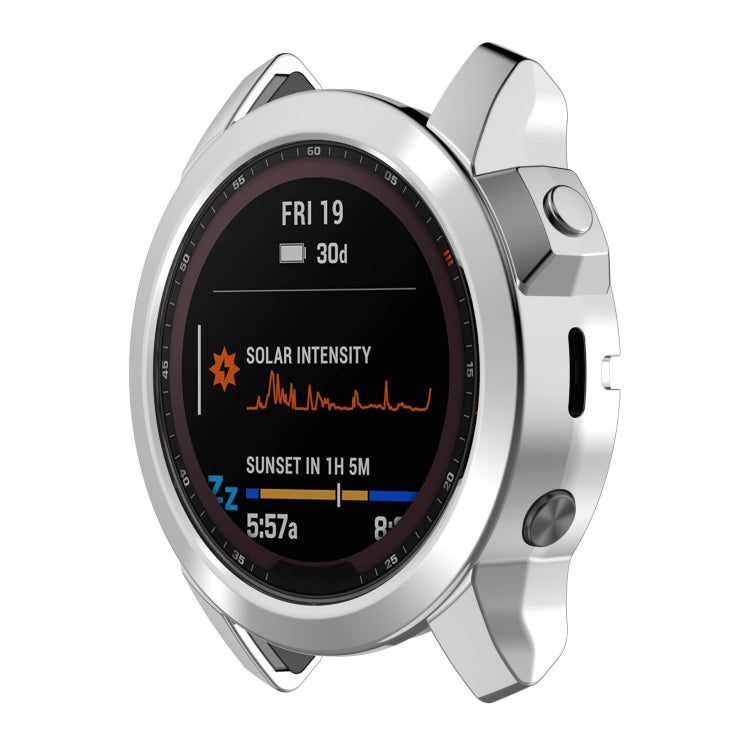 For Garmin Fenix 7S Pro Half Package Electroplated TPU Watch Protective Case(Sliver) - Watch Cases by buy2fix | Online Shopping UK | buy2fix