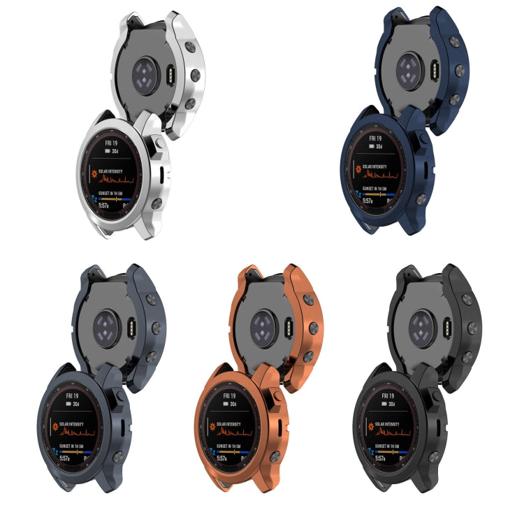 For Garmin Fenix 7X Pro Half Package Electroplated TPU Watch Protective Case(Gold) - Watch Cases by buy2fix | Online Shopping UK | buy2fix