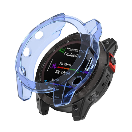 For Garmin Fenix 7S Pro Half-Package TPU Watch Protective Case(Transparent Blue) - Watch Cases by buy2fix | Online Shopping UK | buy2fix