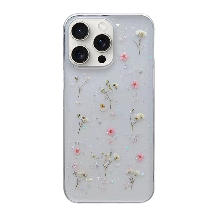 For iPhone 16 Pro Gypsophila Flowers Pattern TPU Protective Phone Case(Pink) - iPhone 16 Pro Cases by buy2fix | Online Shopping UK | buy2fix