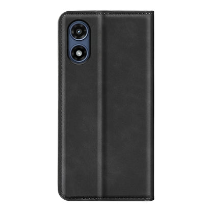 For Motorola Moto G Play 2024 Retro-skin Magnetic Suction Leather Phone Case(Black) - Motorola Cases by buy2fix | Online Shopping UK | buy2fix