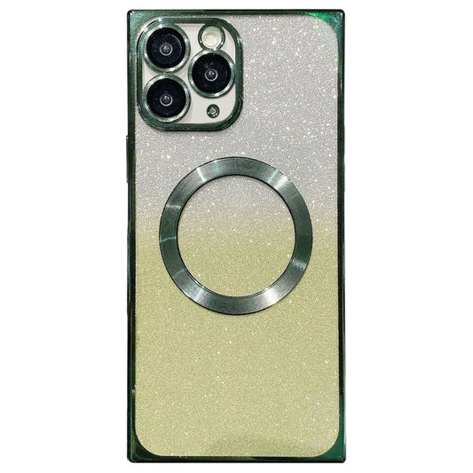 For iPhone 11 Pro Max Square Gradient Magsafe Electroplating TPU Phone Case(Green) - iPhone 11 Pro Max Cases by buy2fix | Online Shopping UK | buy2fix