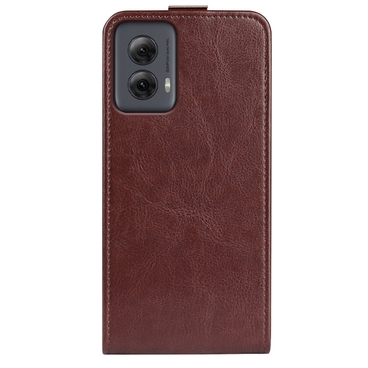 For Motorola Moto G Power 5G 2024 R64 Texture Single Vertical Flip Leather Phone Case(Brown) - Motorola Cases by buy2fix | Online Shopping UK | buy2fix