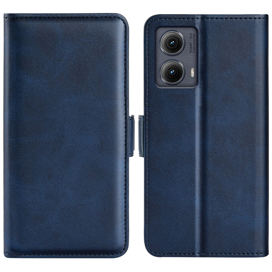 For Motorola Edge 5G 2024 Dual-side Magnetic Buckle Horizontal Flip Leather Phone Case(Dark Blue) - Motorola Cases by buy2fix | Online Shopping UK | buy2fix