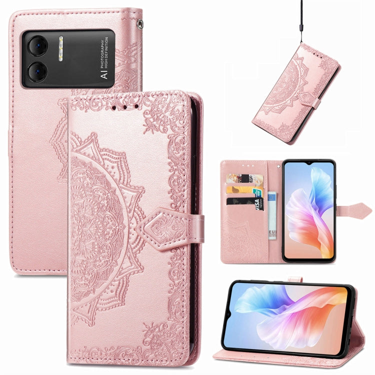 For DOOGEE X98 Pro / X98 Mandala Flower Embossed Leather Phone Case(Rose Gold) - Doogee Cases by buy2fix | Online Shopping UK | buy2fix