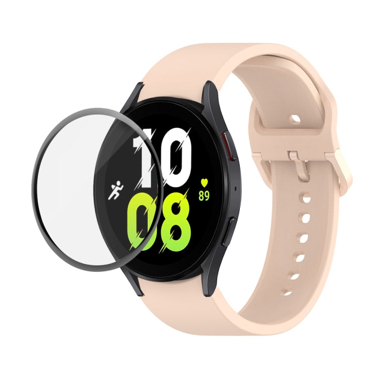 For Samsung Galaxy Watch5 40mm JUNSUNMAY Silicone Adjustable Strap + Full Coverage PMMA Screen Protector Kit(Light Pink) - Watch Bands by JUNSUNMAY | Online Shopping UK | buy2fix