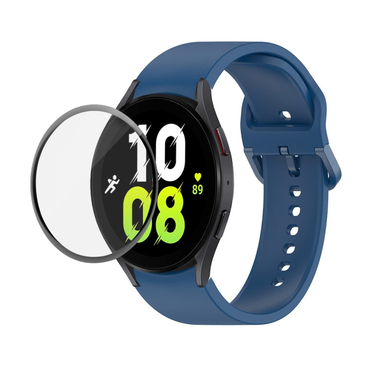 For Samsung Galaxy Watch5 40mm JUNSUNMAY Silicone Adjustable Strap + Full Coverage PMMA Screen Protector Kit(Dark Blue) - Watch Bands by JUNSUNMAY | Online Shopping UK | buy2fix