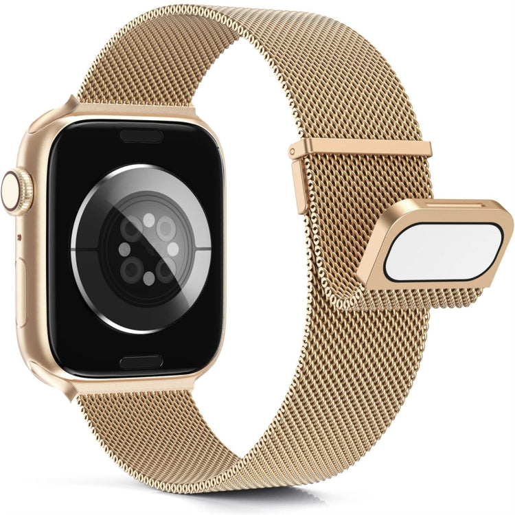 For  Apple Watch 7 45mm Milan Double Magnetic Steel Mesh Watch Band(Rose Gold) - Watch Bands by buy2fix | Online Shopping UK | buy2fix