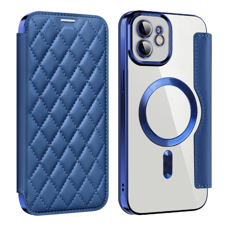 For  iPhone 11 Shield Magsafe RFID Anti-theft Rhombus Leather Phone Case(Dark Blue) - iPhone 11 Cases by buy2fix | Online Shopping UK | buy2fix