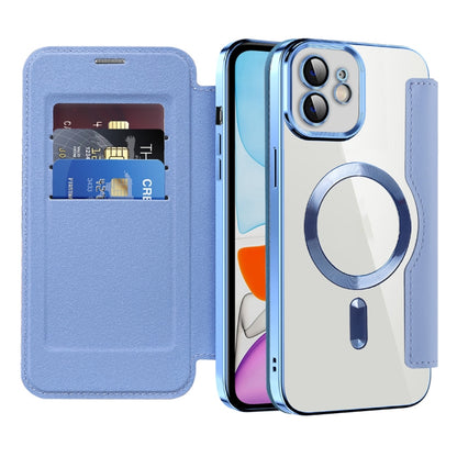 For iPhone 16 Plus Shield Magsafe RFID Anti-theft Rhombus Leather Phone Case(Blue) - iPhone 16 Plus Cases by buy2fix | Online Shopping UK | buy2fix