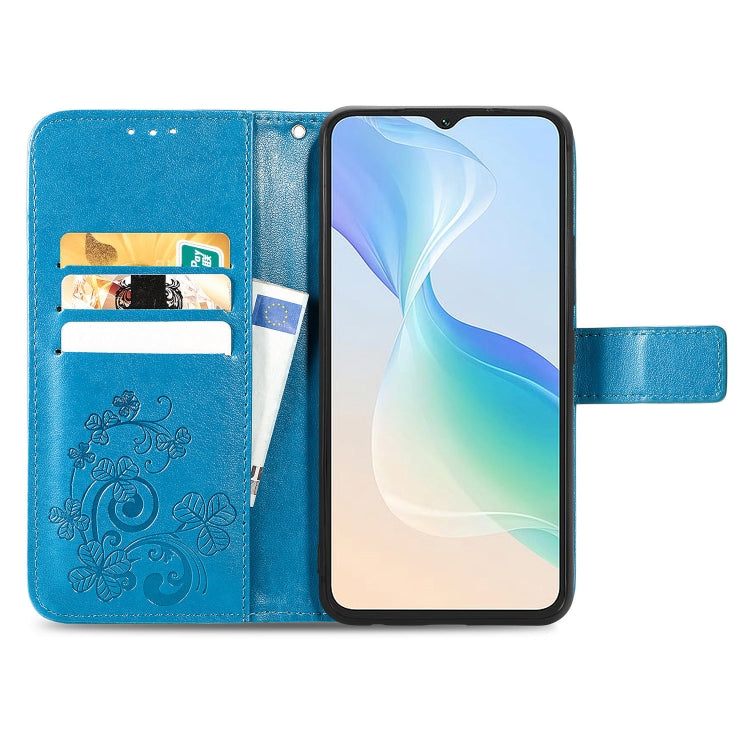 For Blackview Oscal C30 Pro Four-leaf Clasp Embossed Buckle Leather Phone Case(Blue) - More Brand by buy2fix | Online Shopping UK | buy2fix