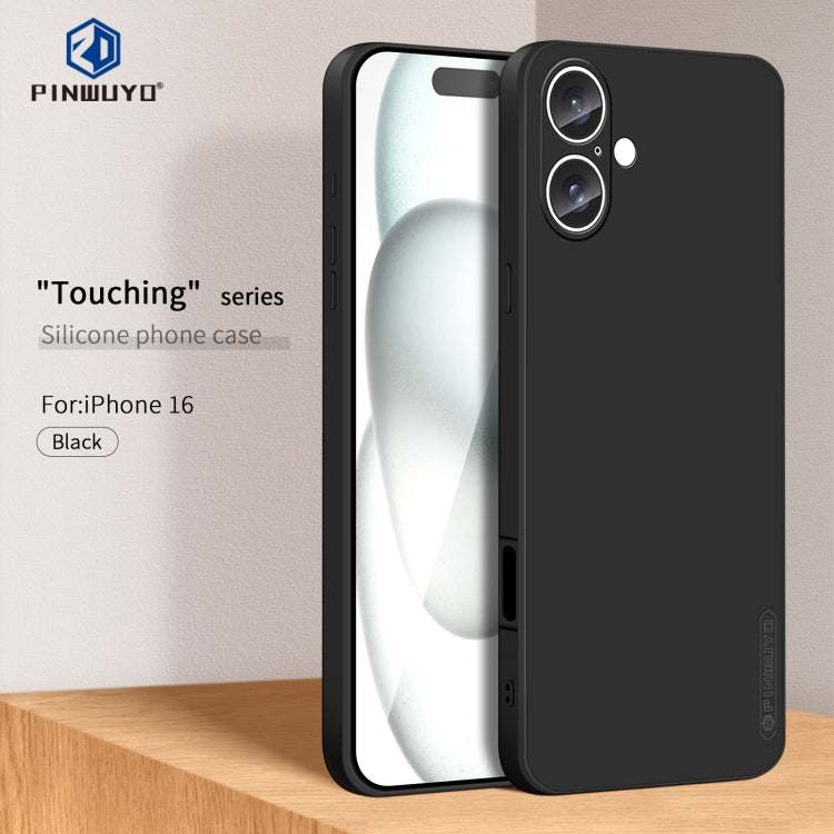 For iPhone 16 PINWUYO Sense Series Liquid Silicone TPU Phone Case(Black) - iPhone 16 Cases by PINWUYO | Online Shopping UK | buy2fix