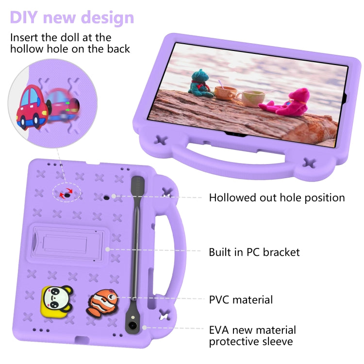 For Samsung Galaxy Tab S9 X710/X716B Handle Kickstand Children EVA Shockproof Tablet Case(Light Purple) - Galaxy Tab S9 Cases by buy2fix | Online Shopping UK | buy2fix