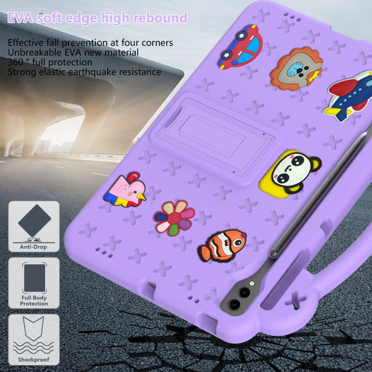 For Samsung Galaxy Tab S9+ 12.4 X810 Handle Kickstand Children EVA Shockproof Tablet Case(Light Purple) - Galaxy Tab S9+ Cases by buy2fix | Online Shopping UK | buy2fix