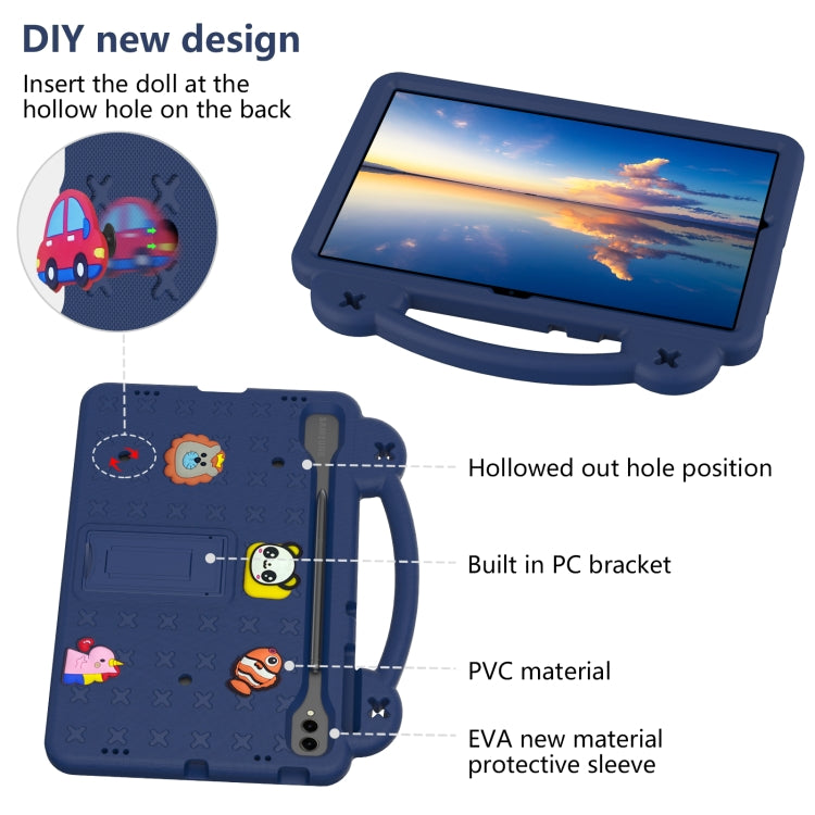 For Samsung Galaxy Tab S9+ 12.4 X810 Handle Kickstand Children EVA Shockproof Tablet Case(Navy Blue) - Galaxy Tab S9+ Cases by buy2fix | Online Shopping UK | buy2fix