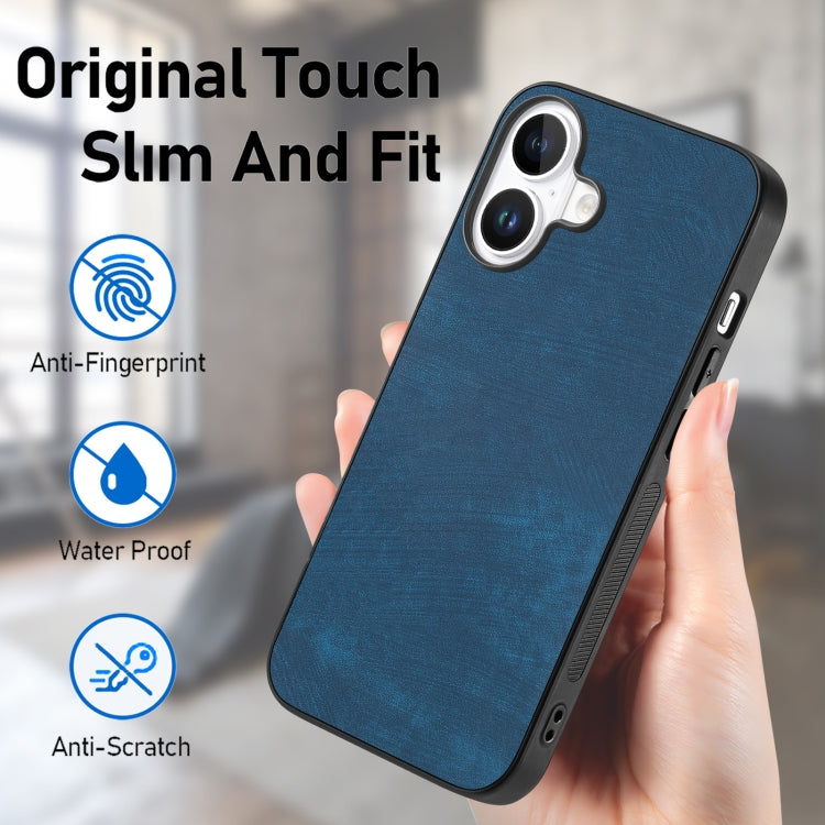 For iPhone 16 Vintage Leather PC Back Cover Phone Case(Blue) - iPhone 16 Cases by buy2fix | Online Shopping UK | buy2fix