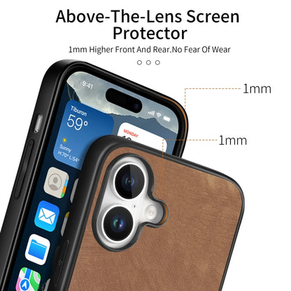 For iPhone 16 Vintage Leather PC Back Cover Phone Case(Brown) - iPhone 16 Cases by buy2fix | Online Shopping UK | buy2fix