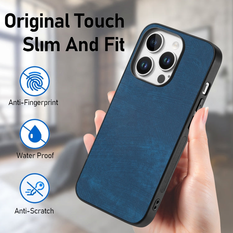 For iPhone 16 Pro Vintage Leather PC Back Cover Phone Case(Blue) - iPhone 16 Pro Cases by buy2fix | Online Shopping UK | buy2fix