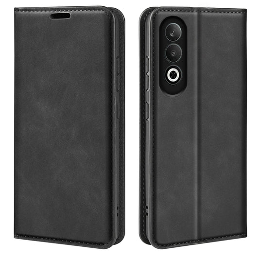 For OPPO K12 Retro-skin Magnetic Suction Leather Phone Case(Black) - OPPO Cases by buy2fix | Online Shopping UK | buy2fix