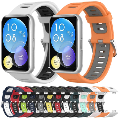 For Huawei Watch Fit New Two-Color Silicone Watch Band(Orange+Gray) - Watch Bands by buy2fix | Online Shopping UK | buy2fix