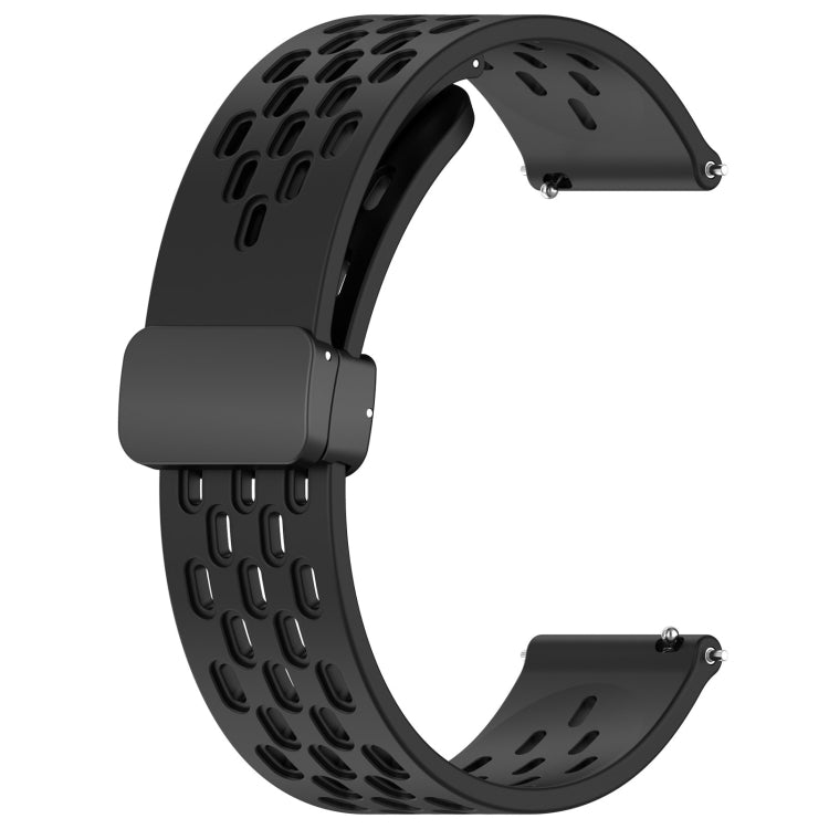 For Amazfit GTS 4 Mini 20mm Folding Magnetic Clasp Silicone Watch Band(Black) - Watch Bands by buy2fix | Online Shopping UK | buy2fix