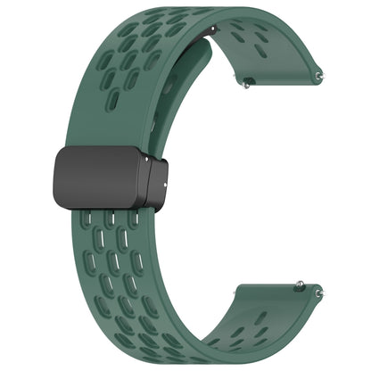 For Huawei GT2 46mm 22mm Folding Magnetic Clasp Silicone Watch Band(Dark Green) - Watch Bands by buy2fix | Online Shopping UK | buy2fix