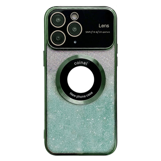 For iPhone 11 Pro Max Large Window MagSafe Gradient Glitter Electroplating TPU Phone Case(Green) - iPhone 11 Pro Max Cases by buy2fix | Online Shopping UK | buy2fix