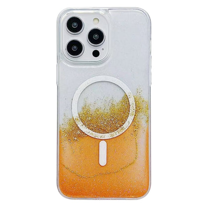 For iPhone 13 Pro MagSafe Gilding Hybrid Clear TPU Phone Case(Orange) - iPhone 13 Pro Cases by buy2fix | Online Shopping UK | buy2fix