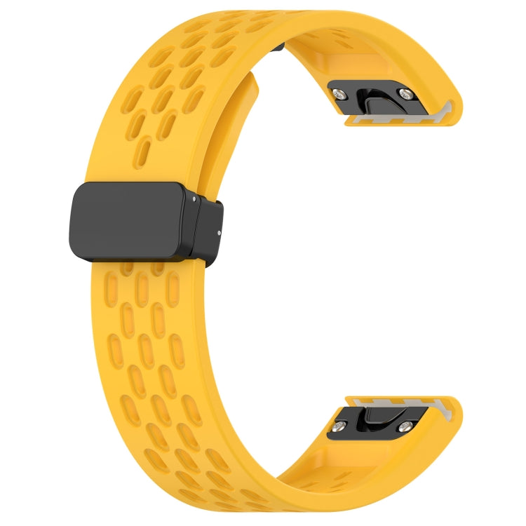 For Garmin Descent Mk3i 43mm 20mm Folding Buckle Hole Silicone Watch Band(Yellow) - Watch Bands by buy2fix | Online Shopping UK | buy2fix