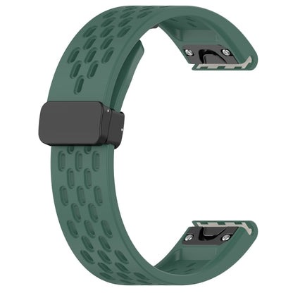 For Garmin Descent Mk3i 43mm 20mm Folding Buckle Hole Silicone Watch Band(Dark Green) - Watch Bands by buy2fix | Online Shopping UK | buy2fix