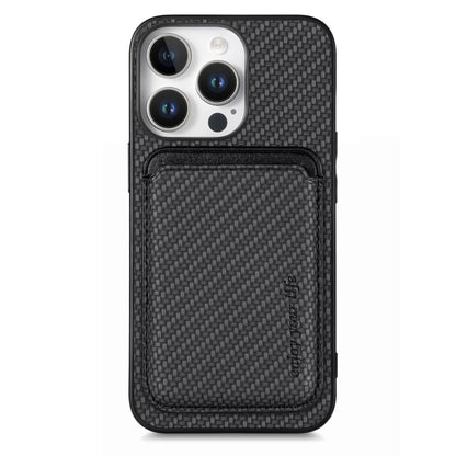 For iPhone 16 Pro Carbon Fiber Leather Card Magsafe Phone Case(Black) - iPhone 16 Pro Cases by buy2fix | Online Shopping UK | buy2fix