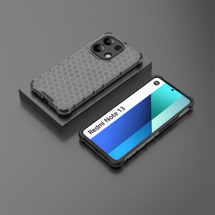 For Redmi Note 13 4G Global Shockproof Honeycomb Phone Case(Black) - Xiaomi Cases by buy2fix | Online Shopping UK | buy2fix