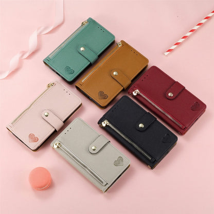 For Xiaomi Redmi A3 4G Love Zipper Lanyard Leather Phone Case(Black) - Xiaomi Cases by buy2fix | Online Shopping UK | buy2fix