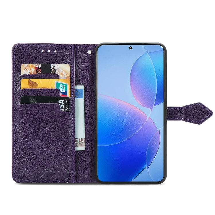 For Xiaomi Redmi K70 Pro Mandala Flower Embossed Leather Phone Case(Purple) - K70 Pro Cases by buy2fix | Online Shopping UK | buy2fix