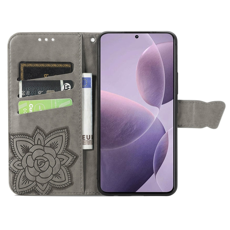 For Xiaomi Redmi K70 Butterfly Love Flower Embossed Leather Phone Case(Grey) - K70 Cases by buy2fix | Online Shopping UK | buy2fix