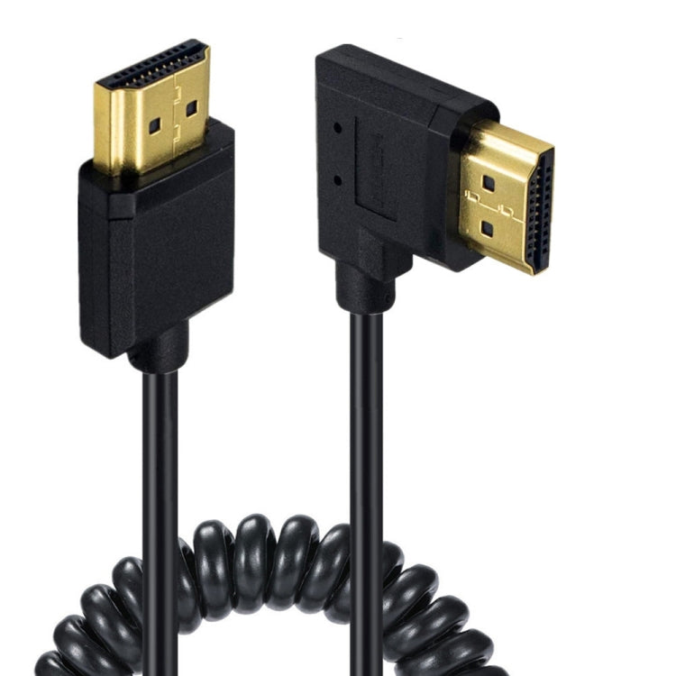 JUNSUNMAY 4K 60Hz HDMI Male to Male HDMI 2.0V Elbow Head Spring Cable, Length:1.2m(Right) - Cable by JUNSUNMAY | Online Shopping UK | buy2fix