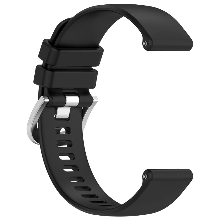 For Garmin Venu 2 Plus Liquid Glossy Silver Buckle Silicone Watch Band(Black) - Watch Bands by buy2fix | Online Shopping UK | buy2fix