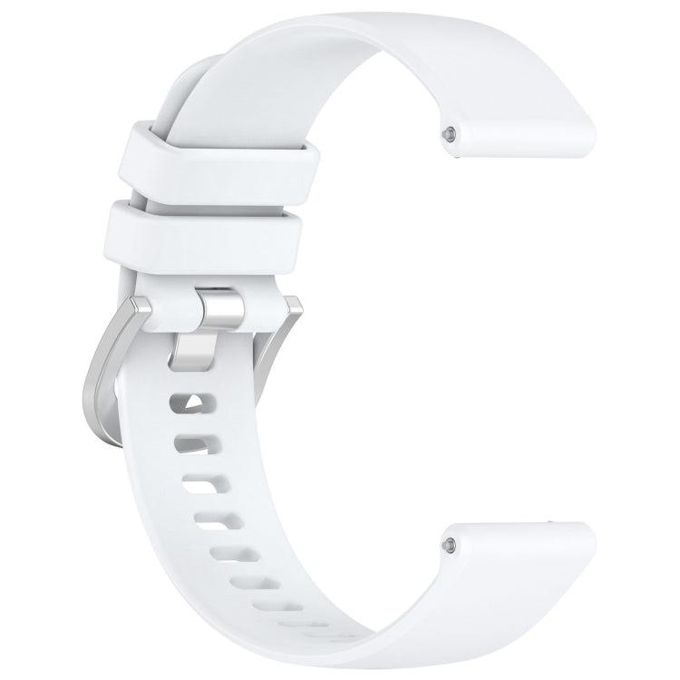 For Garmin Forerunner 265S Liquid Glossy Silver Buckle Silicone Watch Band(White) - Watch Bands by buy2fix | Online Shopping UK | buy2fix