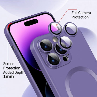 For iPhone 14 Plus ENKAY MagSafe Matte TPU Phone Case with Lens Film & Screen Glass Film(Purple) - iPhone 14 Plus Cases by ENKAY | Online Shopping UK | buy2fix