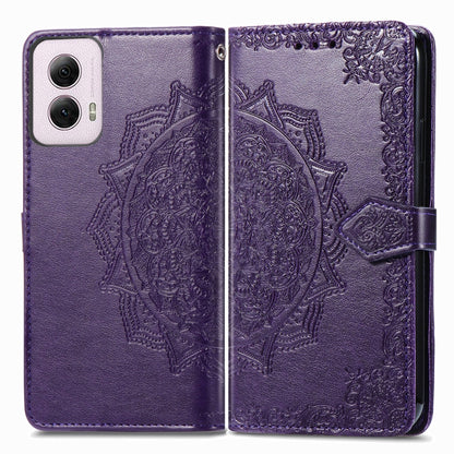 For Motorola Moto G Power 2024 Mandala Flower Embossed Leather Phone Case(Purple) - Motorola Cases by buy2fix | Online Shopping UK | buy2fix