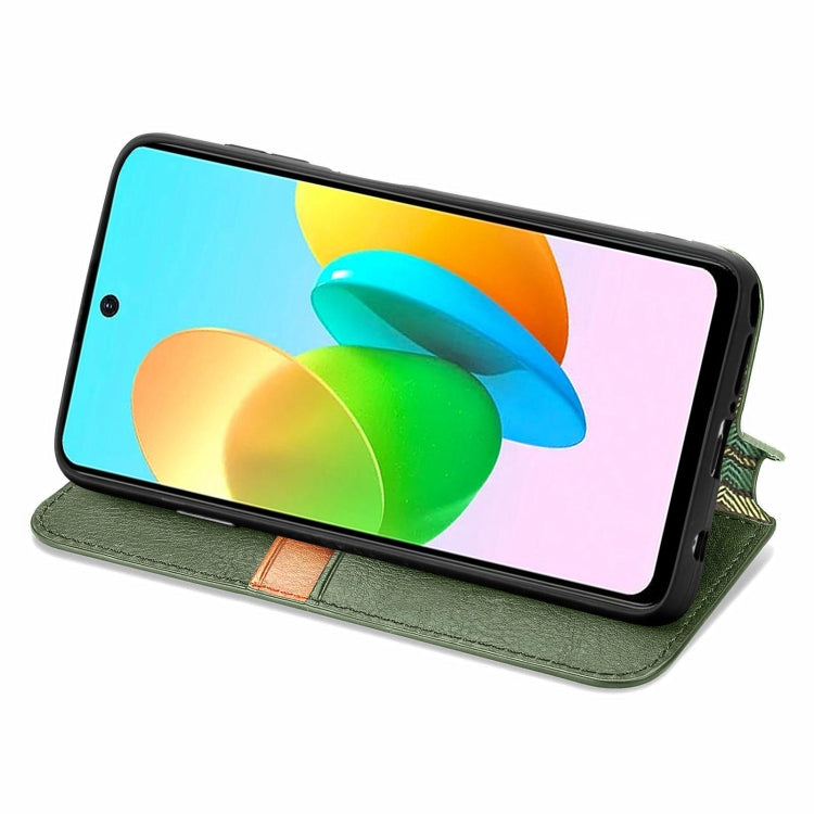 For Xiaomi Redmi Note 12 Pro 5G Cubic Grid Pressed Magnetic Leather Phone Case(Green) - Xiaomi Cases by buy2fix | Online Shopping UK | buy2fix