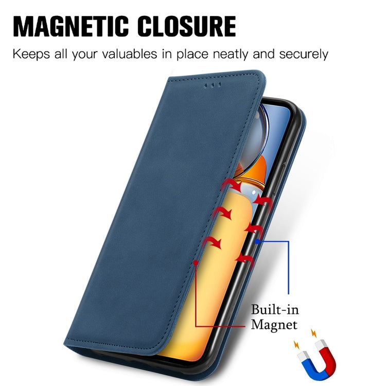 For Xiaomi Redmi 13C Retro Skin Feel Magnetic Flip Leather Phone Case(Blue) - 13C Cases by buy2fix | Online Shopping UK | buy2fix