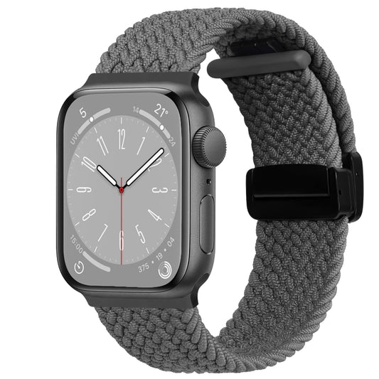 For Apple Watch Ultra 49mm Nylon Woven Magnetic Fold Buckle Watch Band(Grey) - Watch Bands by buy2fix | Online Shopping UK | buy2fix