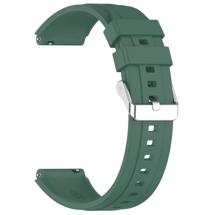 For Huawei Watch GT4 41mm Official Steps Style Silver Buckle Silicone Watch Band(Dark Green) - Watch Bands by buy2fix | Online Shopping UK | buy2fix