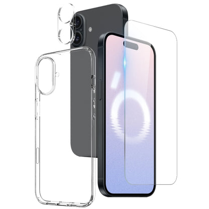 For iPhone 16 NORTHJO 3 in 1 TPU Phone Case with Screen Film and Lens Film(Clear) - iPhone 16 Cases by NORTHJO | Online Shopping UK | buy2fix